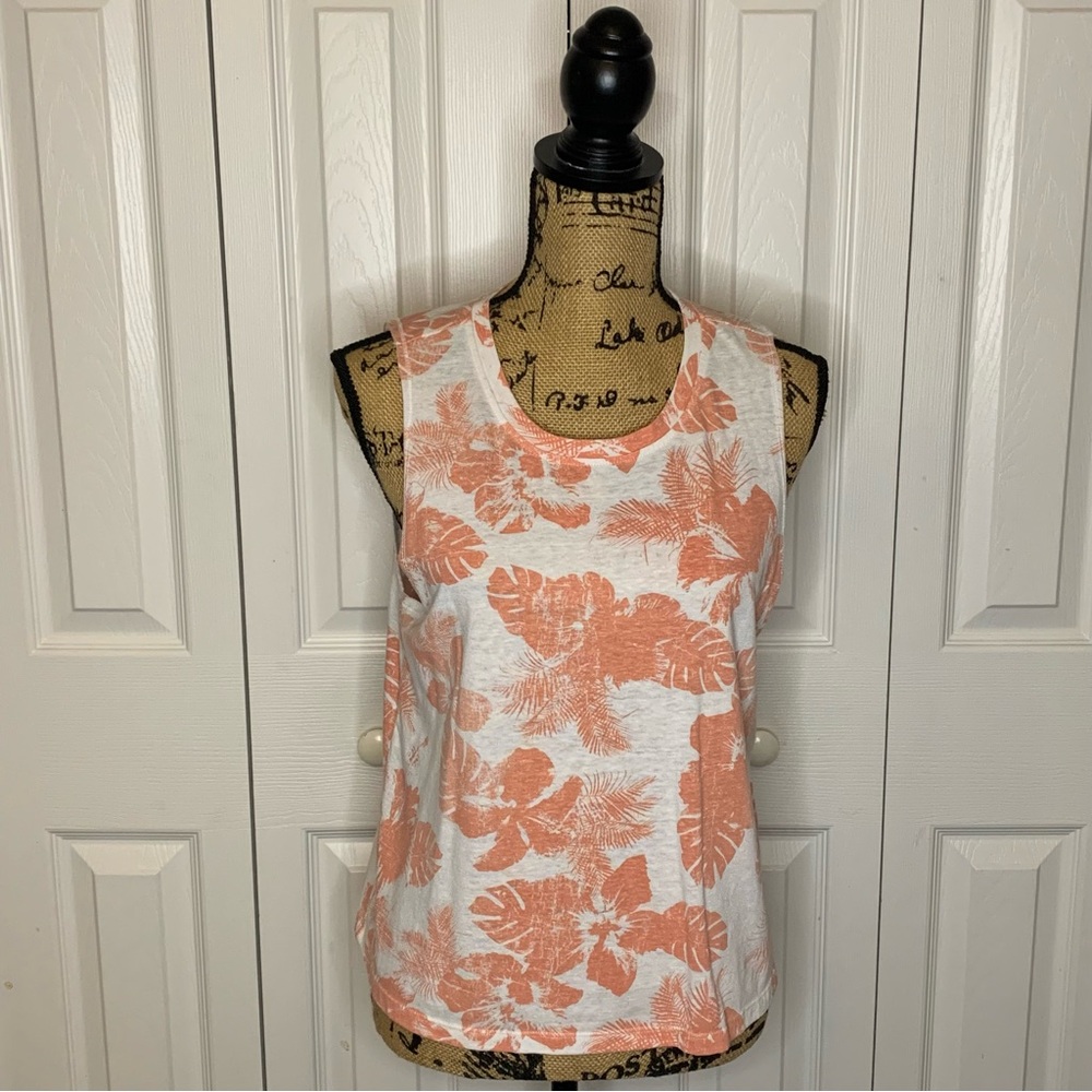 Z Supply Cream and Peach Floral Tank Top Size Large
